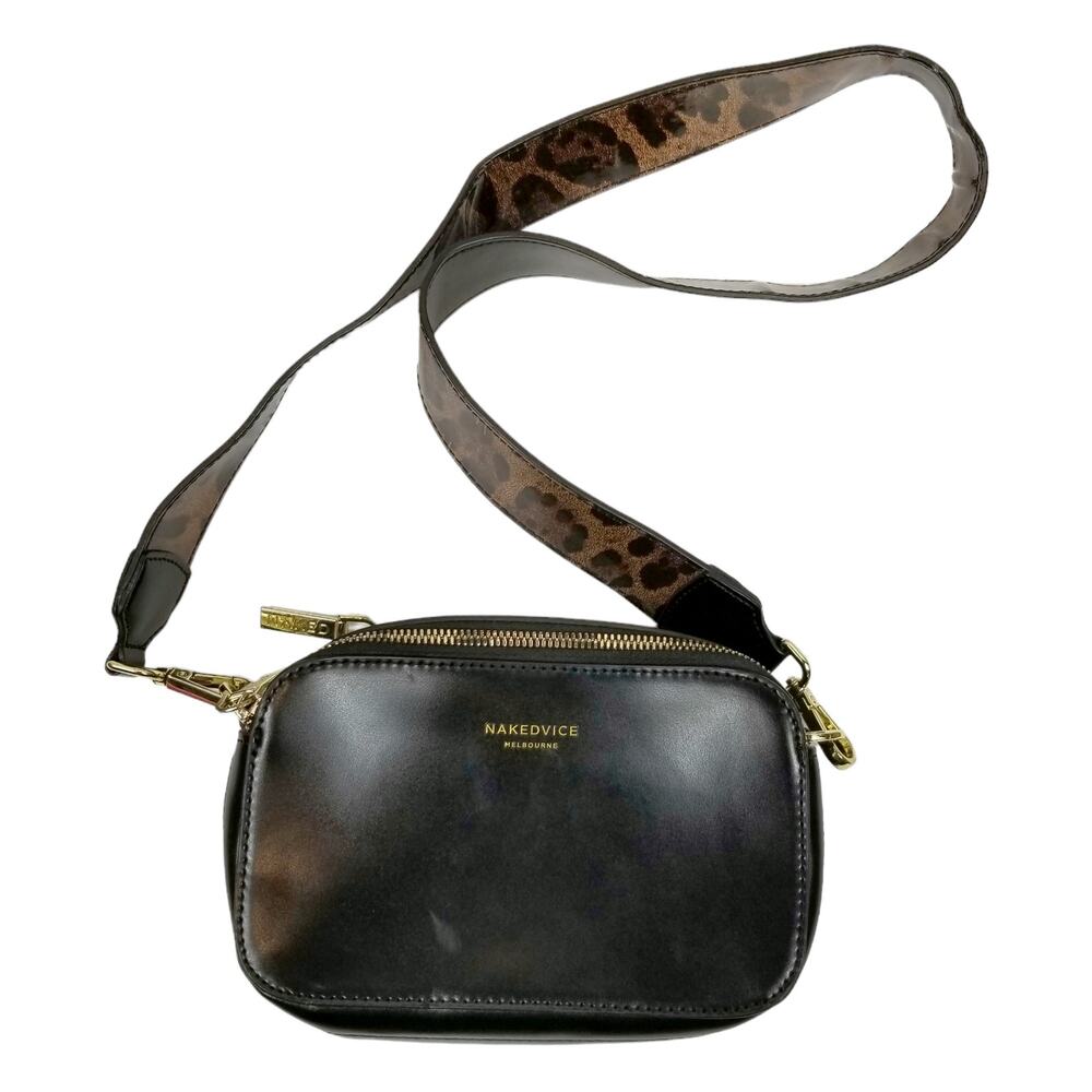 Nakedvice Melbourne The Met Small Black Leather Crossbody Shoulder Bag